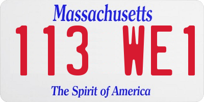 MA license plate 113WE1