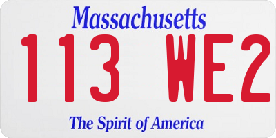 MA license plate 113WE2