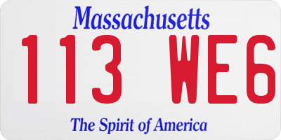 MA license plate 113WE6