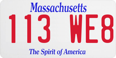 MA license plate 113WE8