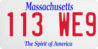 MA license plate 113WE9