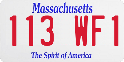 MA license plate 113WF1