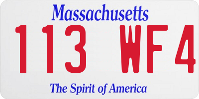 MA license plate 113WF4