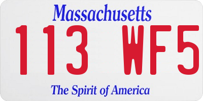 MA license plate 113WF5