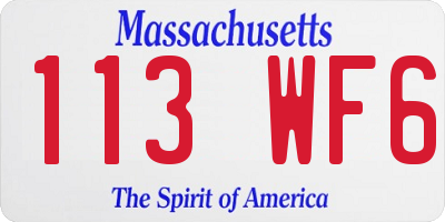 MA license plate 113WF6