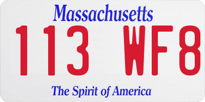 MA license plate 113WF8