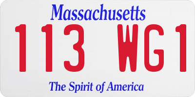MA license plate 113WG1