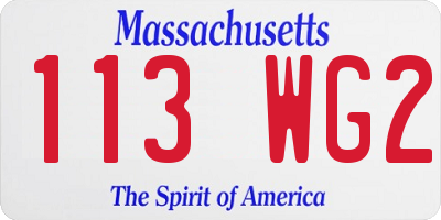 MA license plate 113WG2