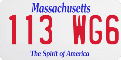 MA license plate 113WG6
