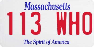 MA license plate 113WH0