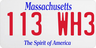 MA license plate 113WH3