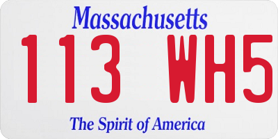 MA license plate 113WH5