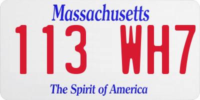 MA license plate 113WH7