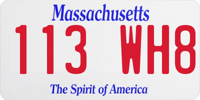 MA license plate 113WH8