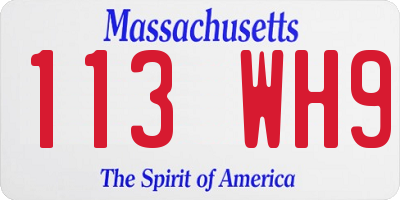 MA license plate 113WH9