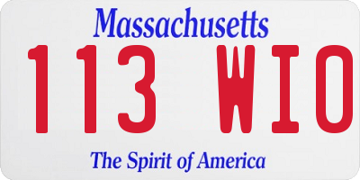 MA license plate 113WI0