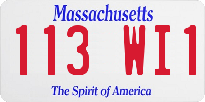 MA license plate 113WI1