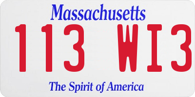 MA license plate 113WI3