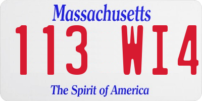 MA license plate 113WI4