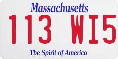 MA license plate 113WI5