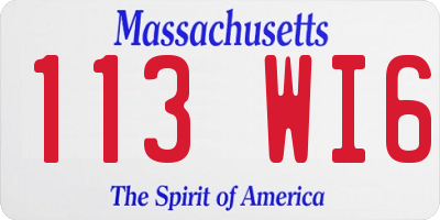 MA license plate 113WI6