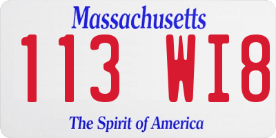 MA license plate 113WI8