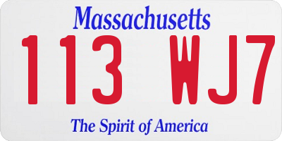 MA license plate 113WJ7