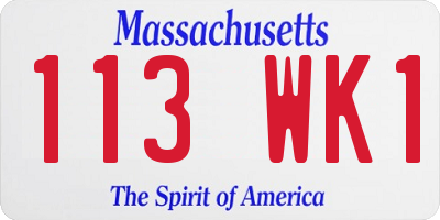 MA license plate 113WK1