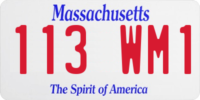 MA license plate 113WM1