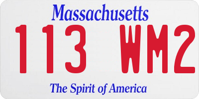 MA license plate 113WM2
