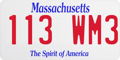 MA license plate 113WM3