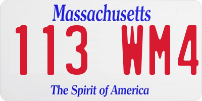 MA license plate 113WM4