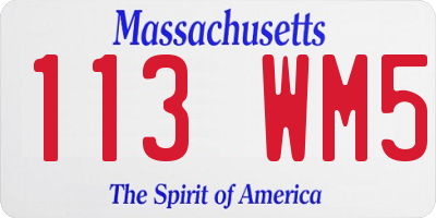 MA license plate 113WM5