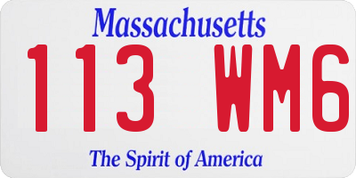 MA license plate 113WM6