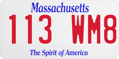 MA license plate 113WM8