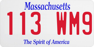 MA license plate 113WM9
