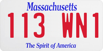 MA license plate 113WN1
