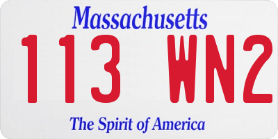 MA license plate 113WN2