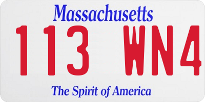 MA license plate 113WN4