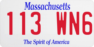 MA license plate 113WN6