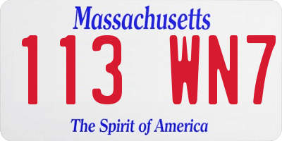 MA license plate 113WN7