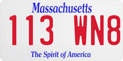 MA license plate 113WN8