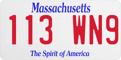 MA license plate 113WN9