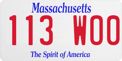 MA license plate 113WO0