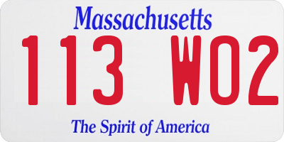 MA license plate 113WO2