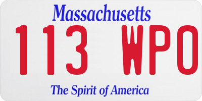 MA license plate 113WP0