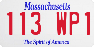 MA license plate 113WP1