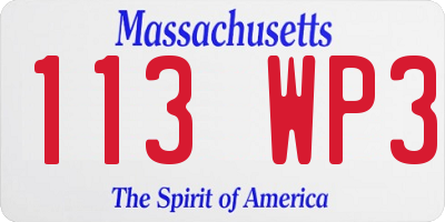 MA license plate 113WP3
