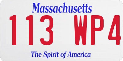 MA license plate 113WP4