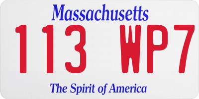 MA license plate 113WP7